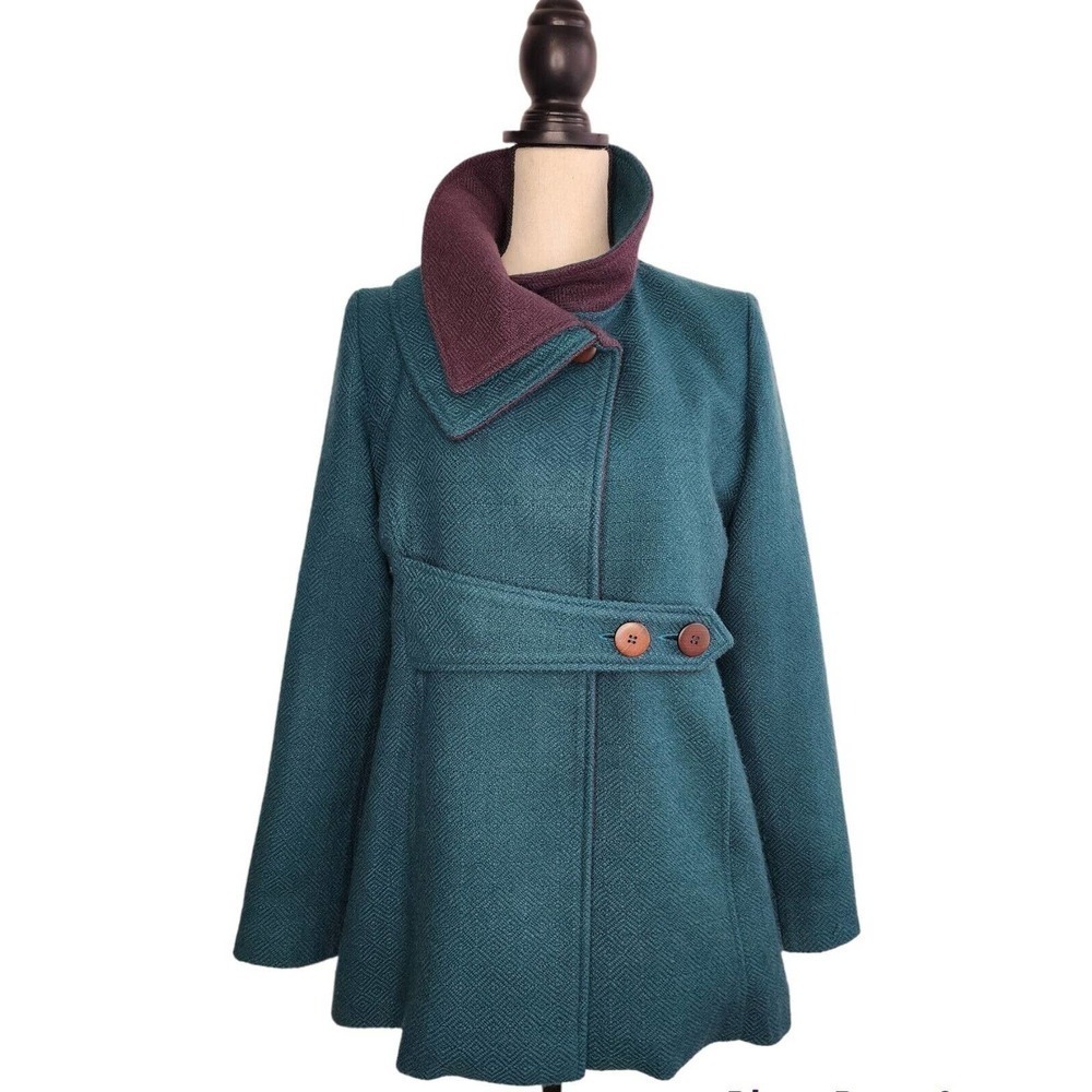 Peruvian Link Alpaca Collection Double Collar Jacket Green Women's Size Medium